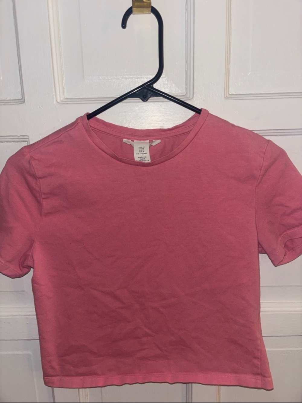 H&M Rose Pink Cropped Crewneck Tee